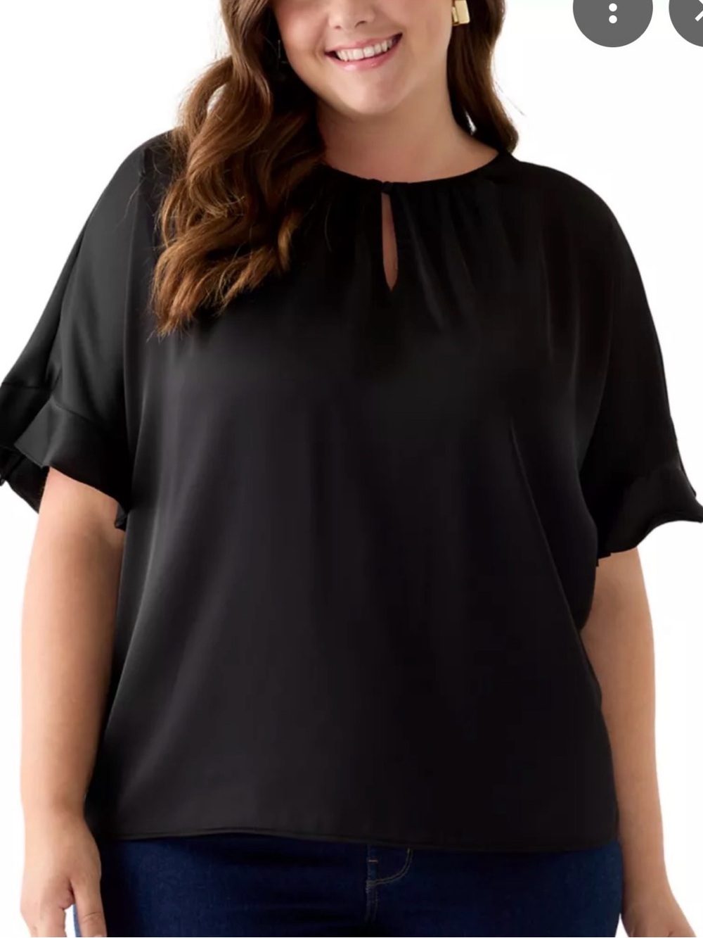 Plus Size Short Sleeve Keyhole Neck Blouse with ruffles